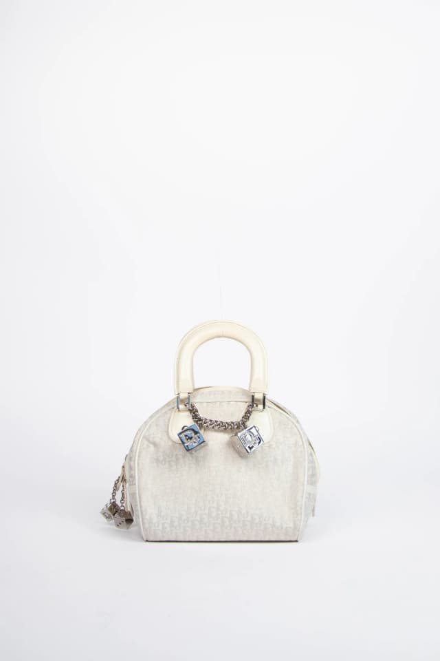 Dior Monogram White Gambler Dice Bowling Bag in White Patent leather from Break Archive, photo 1 of 1