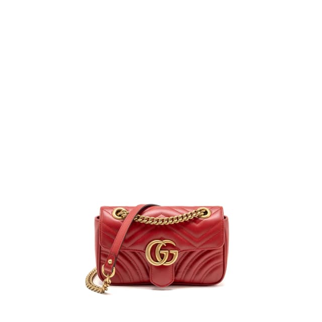 Gucci Small GG Marmont Shoulder Bag Calfskin Red Brushed GHW in Red Calfskin from EMIER, photo 1 of 1