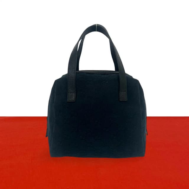 Gucci GG Pattern Canvas Leather Mini Boston Bag Tote Black in Black Canvas from The Reluxe, photo 1 of 1