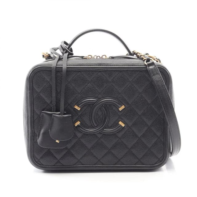 Chanel Shoulder Bag CC Filigree Quilted Vanity 2-Way Black Caviar Leather CC in Black Caviar leather from The Reluxe, photo 1 of 1