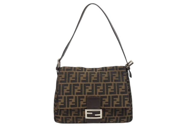 Fendi Mamma Baguette Shoulder Bag Zucca Pattern Cotton Canvas Brown Silver in Brown Canvas from The Reluxe, photo 1 of 1