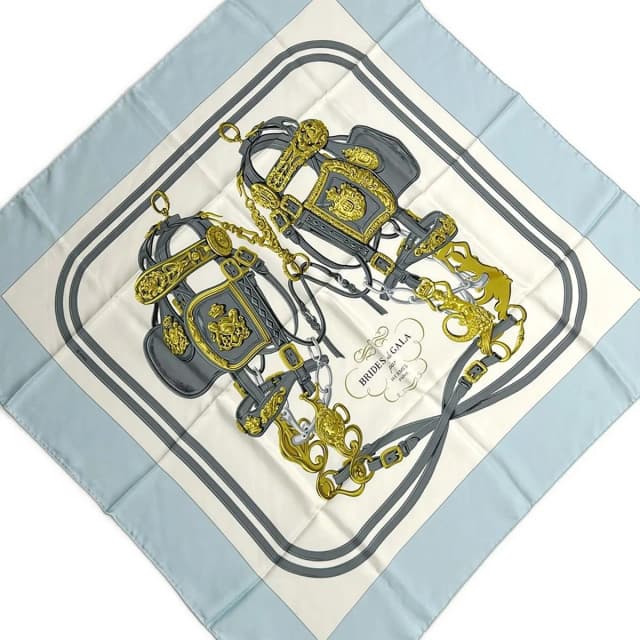 Hermès Scarf Carre 90 Ivory Light Blue Multi Brides de Gala in White from The Reluxe, photo 1 of 1