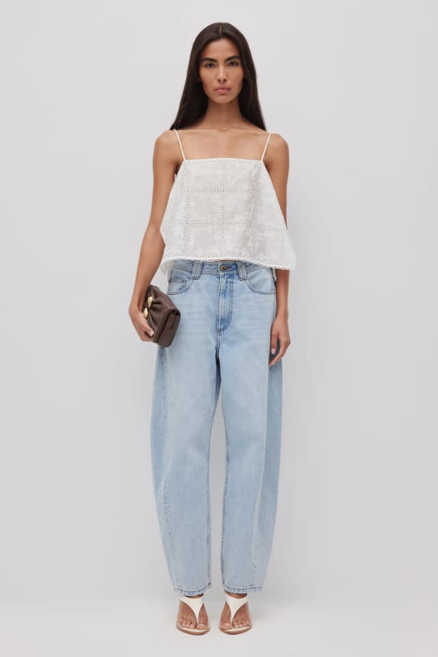 AJE Merritt Embroidered Top in IVORY, image 1 of 1 from Aje