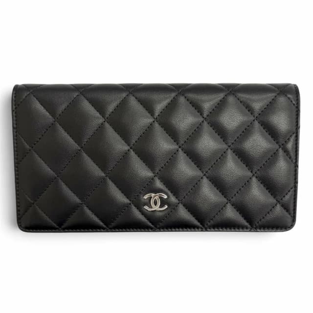 Chanel Lambskin CC Logo Quilted Timeless Classic Long Flap Wallet Black in Black Lambskin from The Reluxe, photo 1 of 1