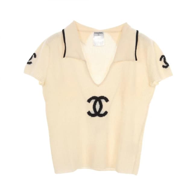 Chanel Knit 01C CC Logo Short Sleeve Cashmere Sweater in Cashmere from The Reluxe, photo 1 of 1