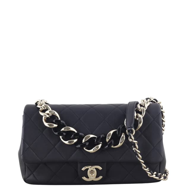 Chanel Elegant Plexi Double Chain Flap Bag in Leather from Luxe.It.Fwd, photo 1 of 1