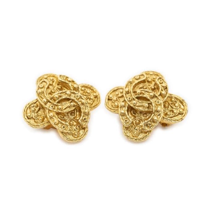 Chanel CC Logo Clip-On Earrings Gold Plated in Gold from The Reluxe, photo 1 of 1