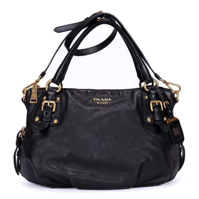 Prada Satchel 2-Way Black Calfskin Leather in Black Calfskin from The Reluxe, photo 1 of 1