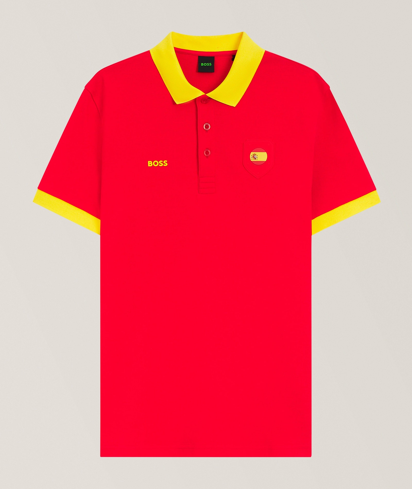BOSS Paddy Spain Flag Cotton Polo in Red, image 1 of 1 from Harry Rosen