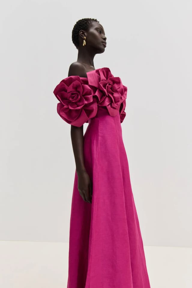 AJE Etta Gown in MAGENTA, image 1 of 1 from Aje