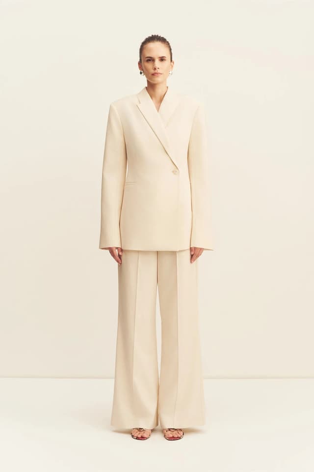 Shona Joy ASHER HOURGLASS BLAZER - WHITE SWAN, image 1 of 1 from Shona Joy