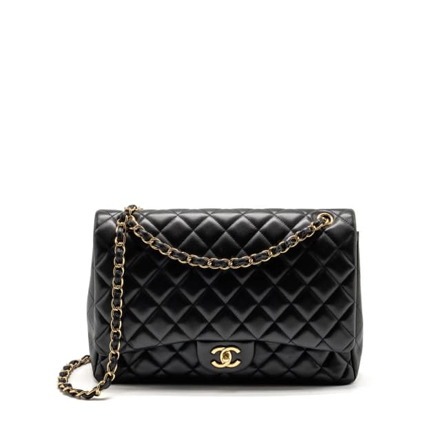Chanel Maxi Single Flap Bag Lambskin Black GHW in Black Lambskin from EMIER, photo 1 of 1