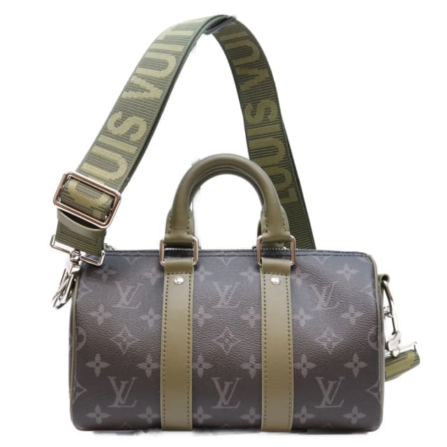 Louis Vuitton Monogram Eclipse Khaki Green Keepall Bandouliere 25 Boston Bag in Green Coated canvas from The Reluxe, photo 1 of 1