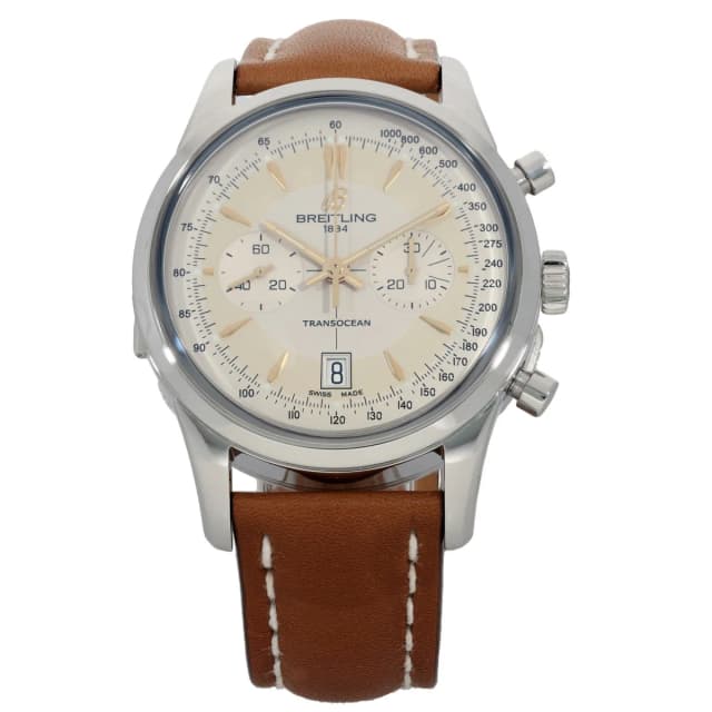 Breitling Transocean AB0154 43mm Stainless Steel Watch in Leather from H&T, photo 1 of 1
