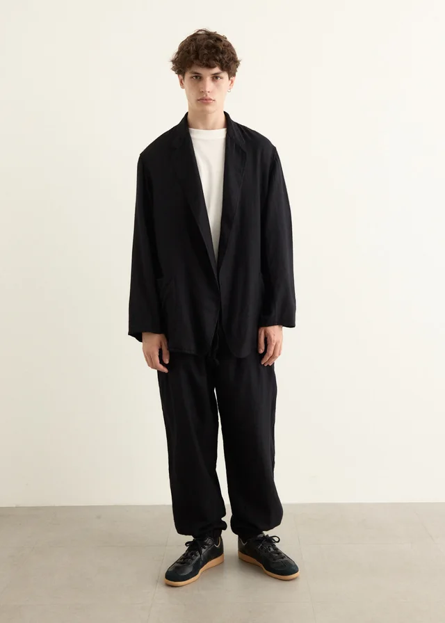 Comoli Cashmere Silk Garment Dyed Drawstring Pants in NAVY, image 1 of 1 from Incu