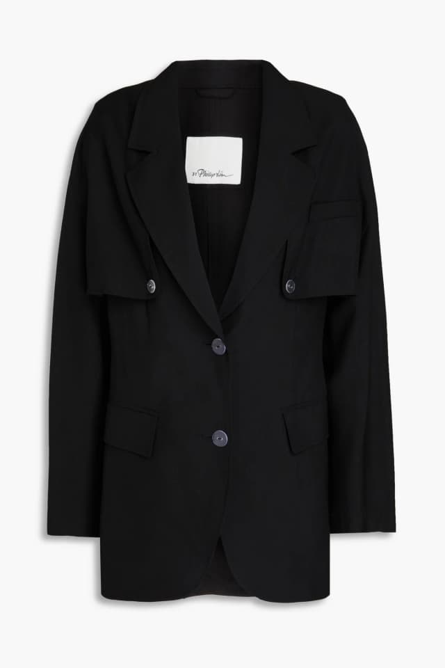 3.1 Phillip Lim Wool-Blend Tailored Blazer with Detachable Panel in Black, image 1 of 1 from THE OUTNET