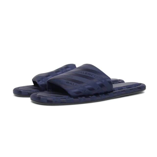 Balenciaga Jacquard Hotel Slides 37 in Navy Satin from Blue Spinach, photo 1 of 1