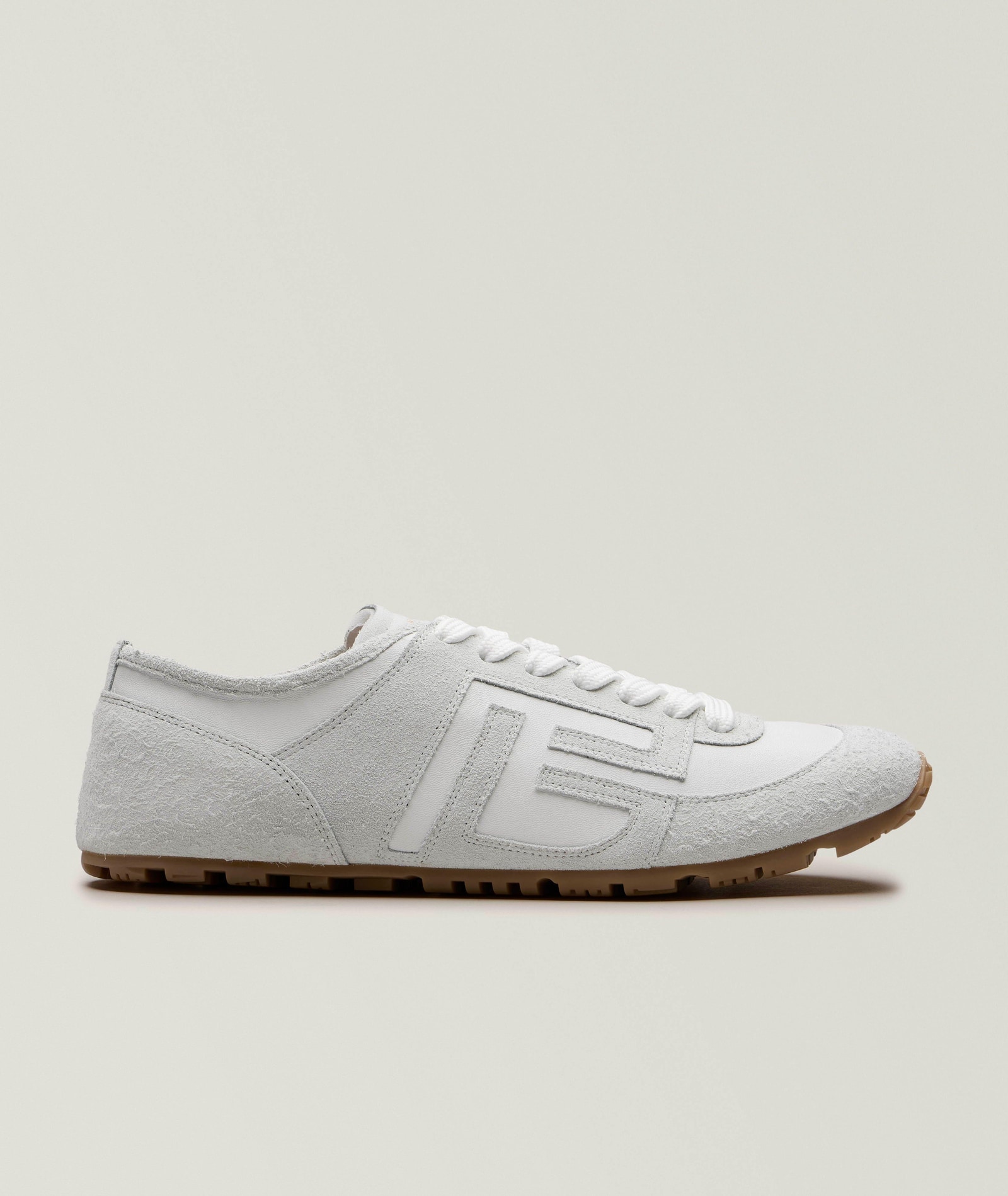 Balmain Racer 45 Leather & Suede Sneakers in White Leather, image 1 of 1 from Harry Rosen