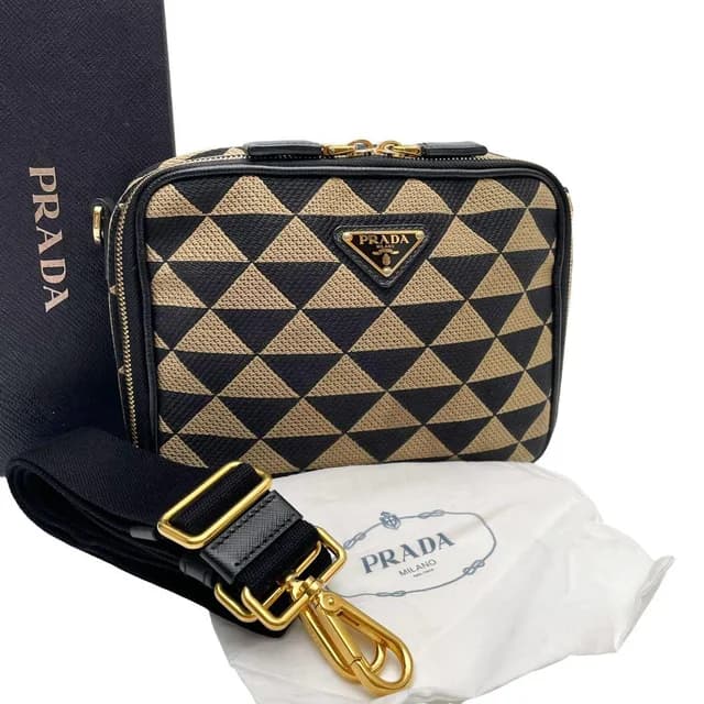 Prada Symbol Canvas Saffiano Brick Shoulder Bag in Saffiano leather from The Reluxe, photo 1 of 1