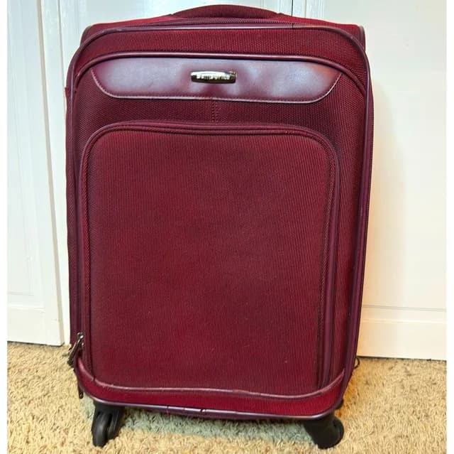 Samsonite Burgundy Rolling Suitcase Carry On Softside 4 Wheel Spinner Travel in red from Poshmark, photo 1 of 1