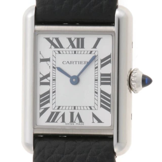 Cartier Tankmust de SM Watch Stainless Steel Silver Dial Quartz in Silver Leather from The Reluxe, photo 1 of 1