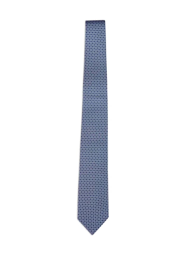 Ferragamo Gancini Jacquard Silk Necktie — Blue Neckties in Blue Silk from HEWI, photo 1 of 1