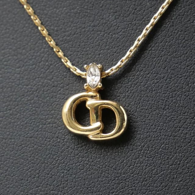 Dior Necklace CD Logo Rhinestone Gold in Gold from The Reluxe, photo 1 of 1