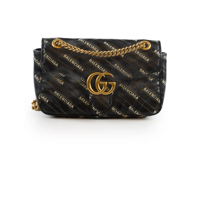 Gucci x Balenciaga The Hacker Project Small GG Marmont Matelasse Bag Black in Black Leather from The Purse Affair, photo 1 of 1