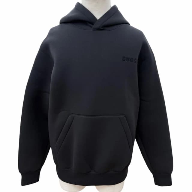 Gucci Logo Embroidery Jersey Pullover Hoodie Black XS in Black from The Reluxe, photo 1 of 1