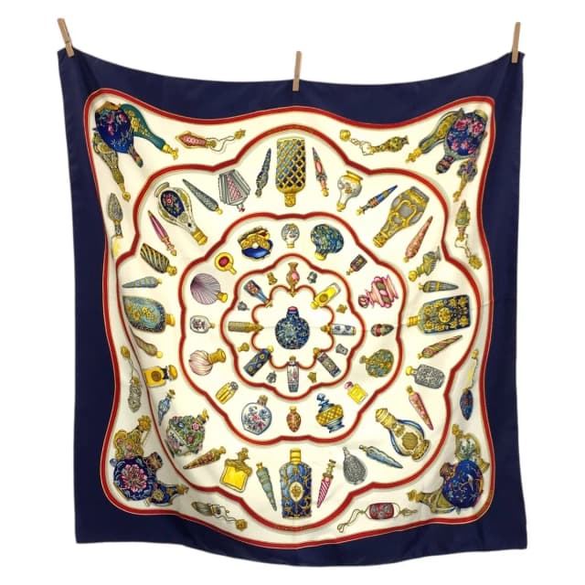 Hermès Carre 90 Pourvu Qu'on Ait L'ivresse Blue Silk Scarf in Blue Silk from The Reluxe, photo 1 of 1