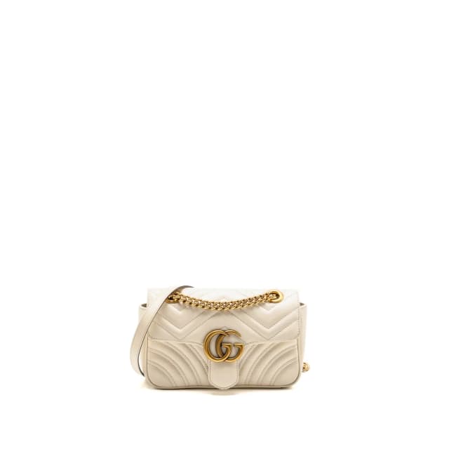 Gucci Small Marmont Shoulder Bag Matelassé chevron leather White GHW in White Leather from EMIER, photo 1 of 1