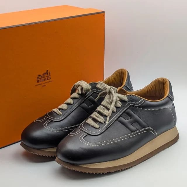 Hermès Quick Sneakers Leather Black Shoes in Black Leather from The Reluxe, photo 1 of 1