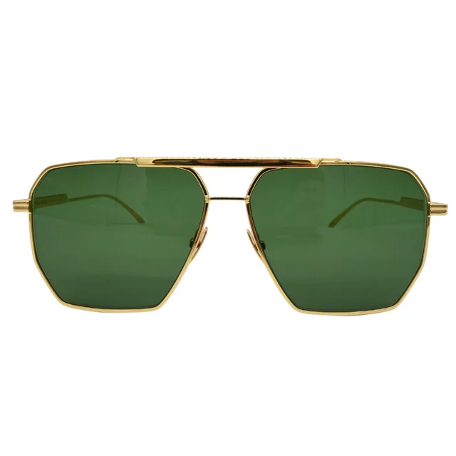 Bottega Veneta Gold Metal Green Lens Sunglasses in Green from Clotheshorse Anonymous, photo 1 of 1