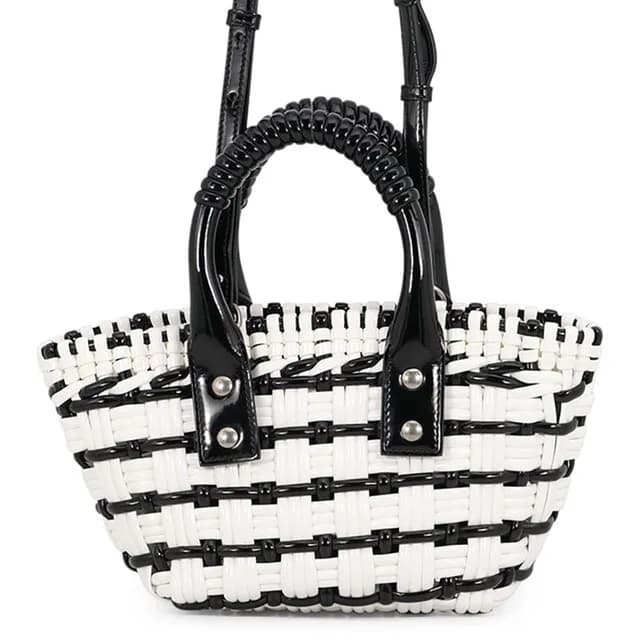 Balenciaga Bistro XXS 2-Way Shoulder Bag Basket Black White in Black Patent leather from The Reluxe, photo 1 of 1