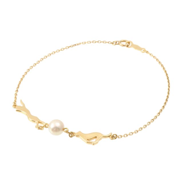 Mikimoto Cat motif pearl bracelet gold from VINTAGE QOO TOKYO, photo 1 of 1