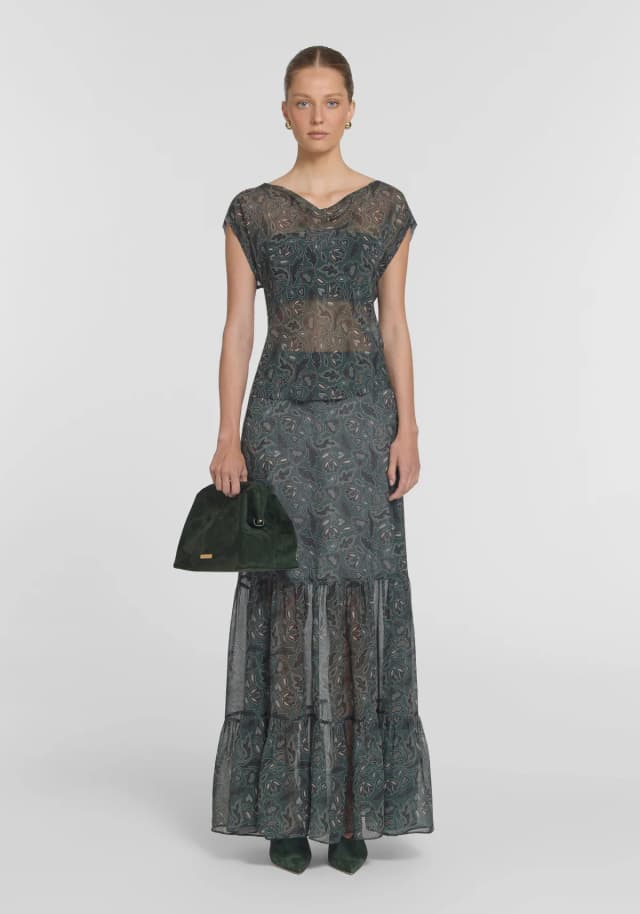 VIKTORIA & WOODS Rosemary Silk Top in JUNIPER FLORAL, image 1 of 1 from Viktoria & Woods