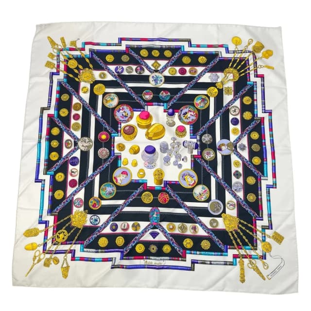 Hermès Carre 90 Pelile Seamstress Scarf Silk Multicolor in Multicolor Silk from The Reluxe, photo 1 of 1
