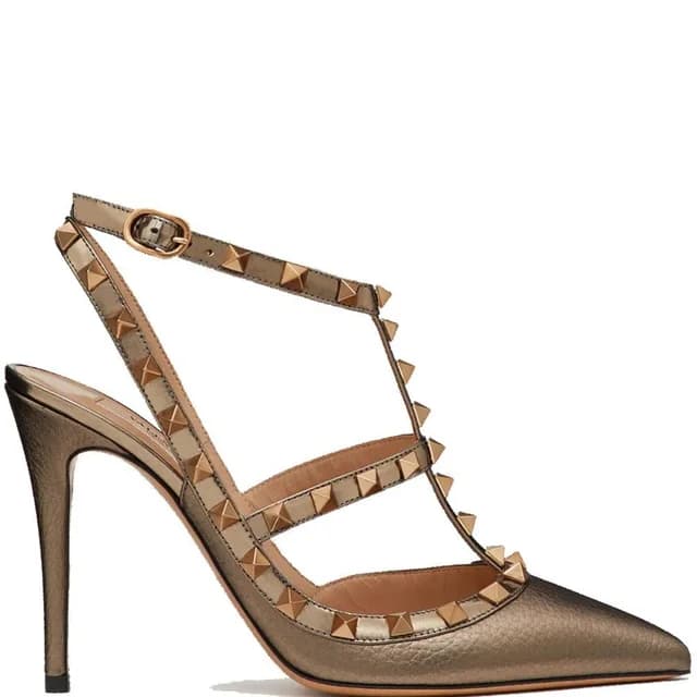VALENTINO GARAVANI Rockstud Slingback Metallic, Sasso, image 1 of 1 from Cultstatus