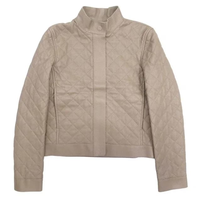 Hermès Deerskin Quilted Riders Jacket Sellier Buttons 34 Gray in Grey Cashmere from The Reluxe, photo 1 of 1