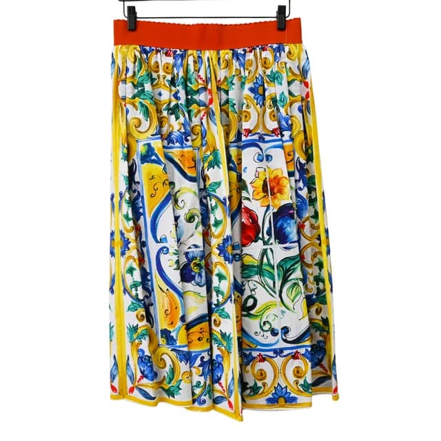 Dolce & Gabbana Majolica Floral Print Cotton Midi Skirt from Clotheshorse Anonymous, photo 1 of 1