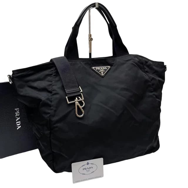 Prada Nylon Leather Hand Tote Shoulder Bag Triangle Plate Logo in Nylon from The Reluxe, photo 1 of 1