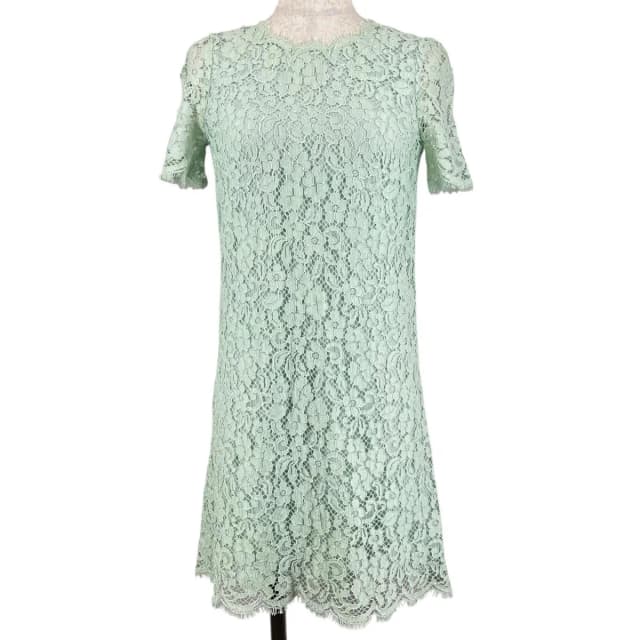 Dolce & Gabbana Full Lace Floral Short Sleeve Dress Lime Green 36 in Green Silk from The Reluxe, photo 1 of 1
