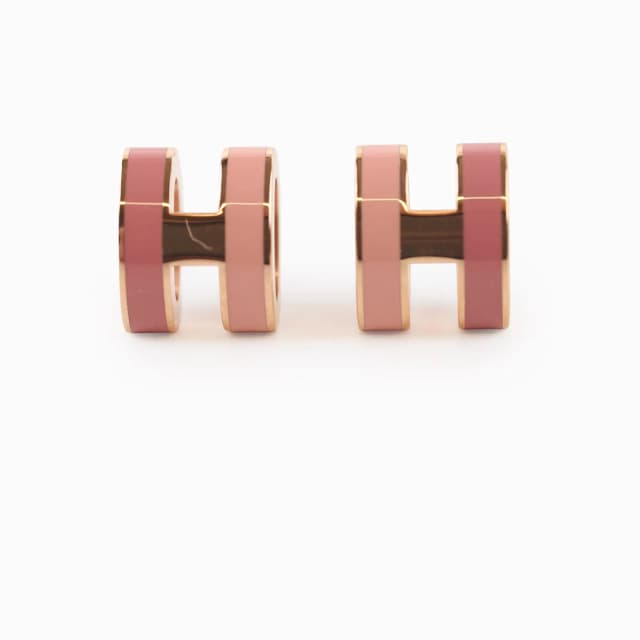 Hermès Mini Pop H Rose Stud Earrings in Pink from The Purse Affair, photo 1 of 1