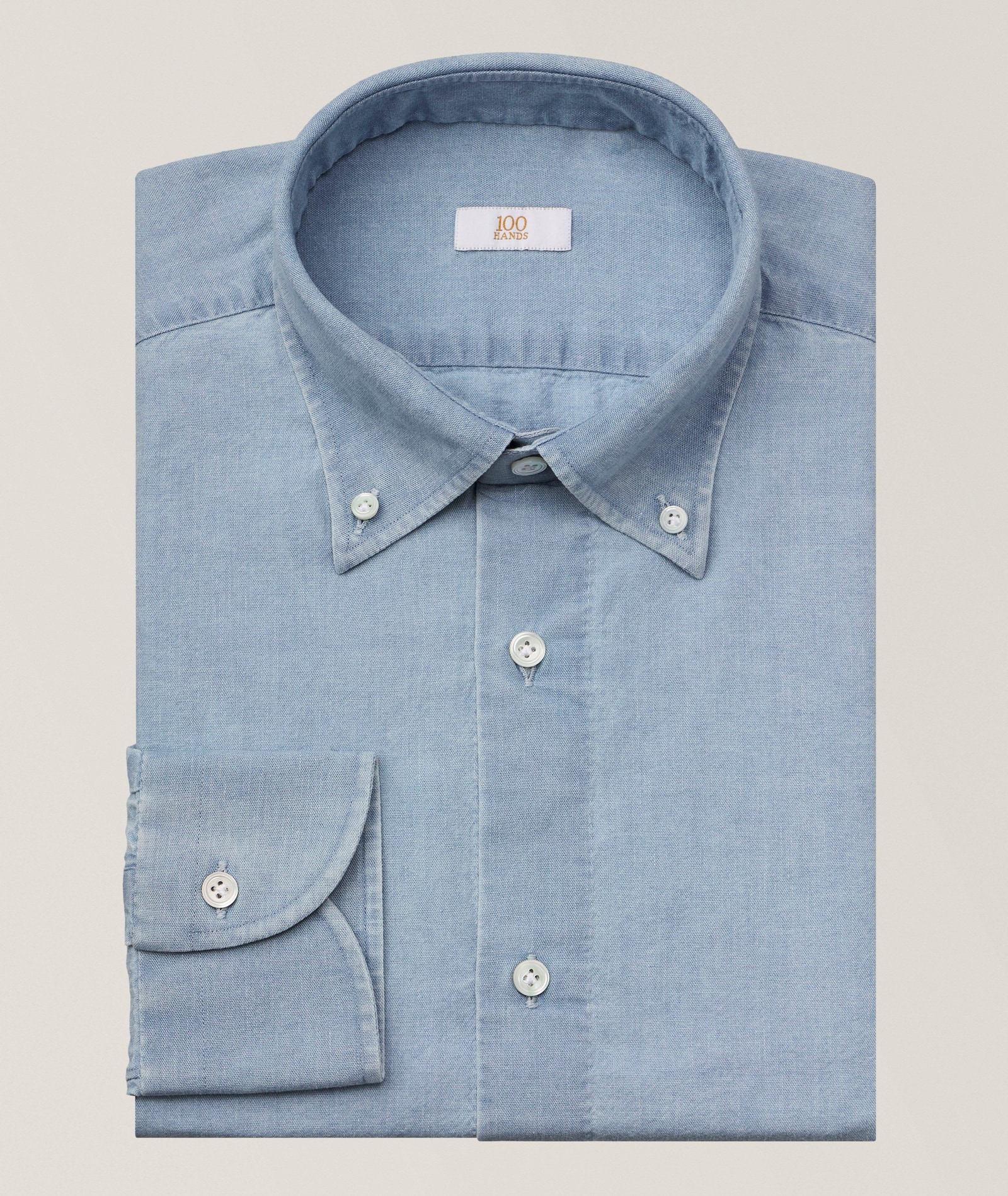 100 Hands Denim Wash Dress Shirt in Blue Cotton & Cotton Blends, image 1 of 1 from Harry Rosen