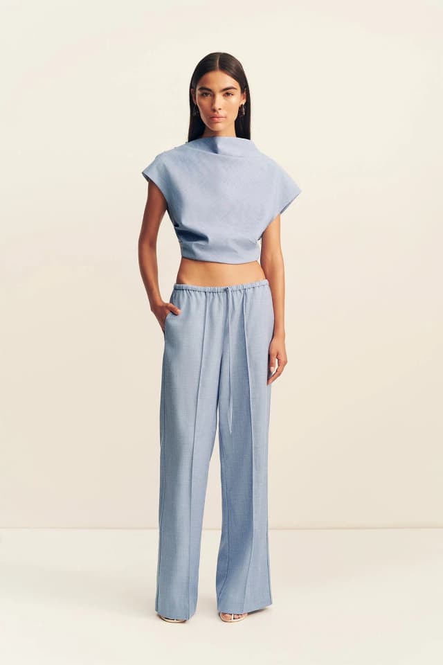 Shona Joy ASHER DRAWSTRING PANT - CHAMBRAY BLUE, image 1 of 1 from Shona Joy