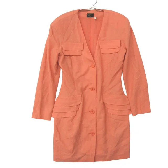 Fendi 365 Dress Suit Neck Long Sleeve Above Knee Mini Front Button Salmon Pink in Pink from The Reluxe, photo 1 of 1