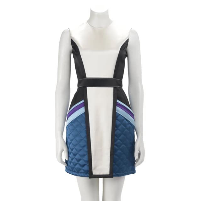 Louis Vuitton Graphic Quilted Dress FR 34 in Blue Satin from Blue Spinach, photo 1 of 1
