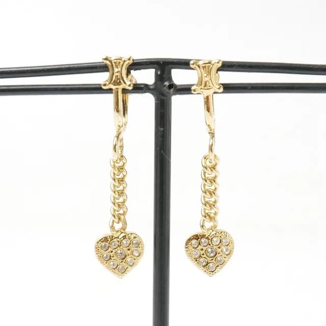 Celine Earrings Triomphe Macadam Heart Charm Rhinestone from The Reluxe, photo 1 of 1