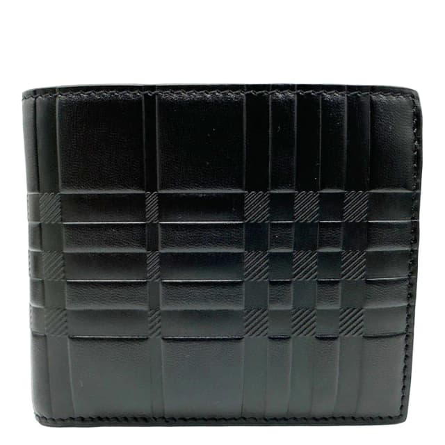 Burberry Embossed Check Leather Bifold Men's Wallet Black in Black Leather from Dallas Designer Handbags, photo 1 of 1