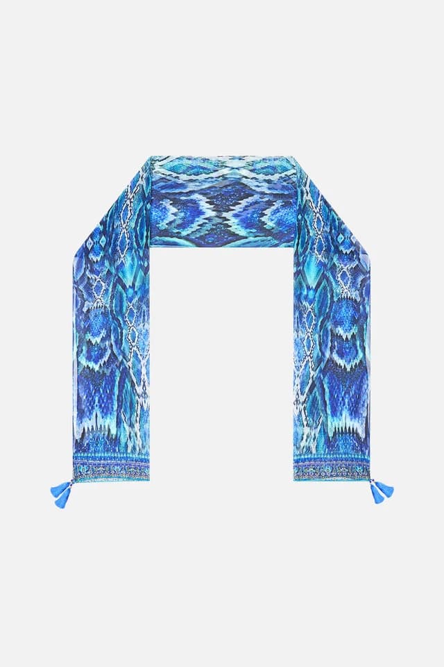 Camilla eBoutique LONG SILK CRINKLE CHIFFON SCARF THE SAPPHIRE SERPENT, image 1 of 1 from CAMILLA